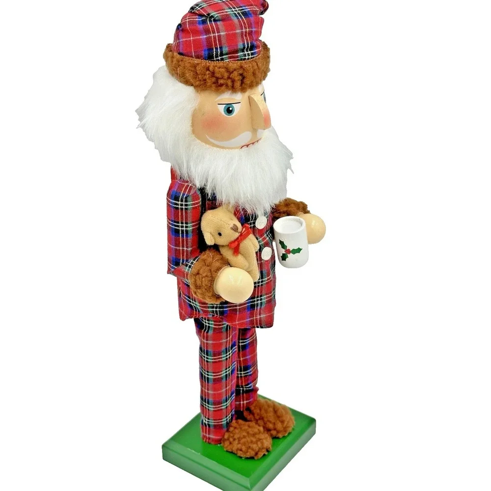 Genuinely Jolly Plaid Santa Nutcracker Figurine Christmas Tabletop Decor